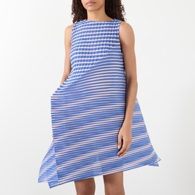 Generic Stripes Pleated Flared Dress