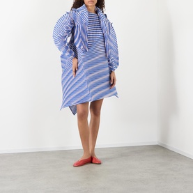 Generic Stripes Pleated Flared Dress
