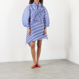 Generic Stripes Double-Breasted Pleated Jacket