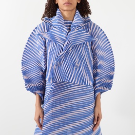 Generic Stripes Double-Breasted Pleated Jacket