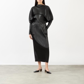 Glossed Metal Pleated Skirt