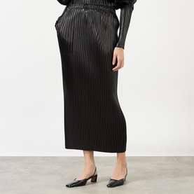 Glossed Metal Pleated Skirt