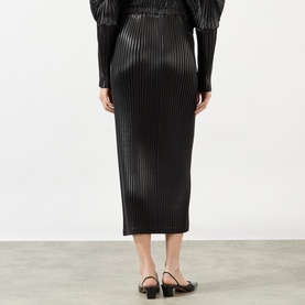 Glossed Metal Pleated Skirt