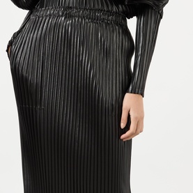 Glossed Metal Pleated Skirt