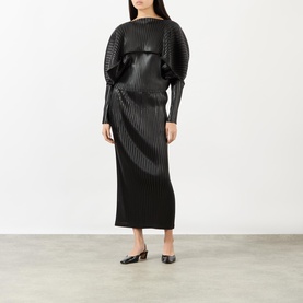Glossed Metal Pleated Skirt