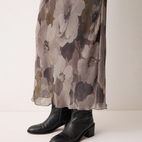 Antique Floral Flared Skirt