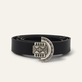 Beslie Embellished Buckle Leather Belt