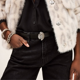 Beslie Embellished Buckle Leather Belt