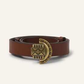 Beslie Embellished Buckle Leather Belt
