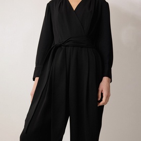 Crepe Wrap Front Jumpsuit