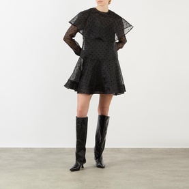 Flocked Organza Mini Dress