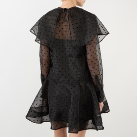 Flocked Organza Mini Dress