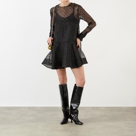 Flocked Organza Mini Dress