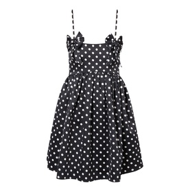 Polka Dot Bow Detail Flared Dress