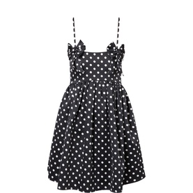 Polka Dot Bow Detail Flared Dress