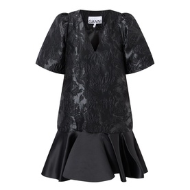 Floral Jacquard Drop Waist Mini Dress