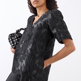 Floral Jacquard Drop Waist Mini Dress