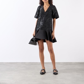 Floral Jacquard Drop Waist Mini Dress