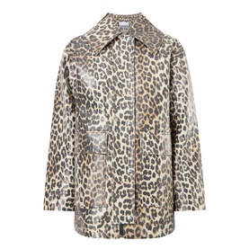 Laminated Leopard Print Coat