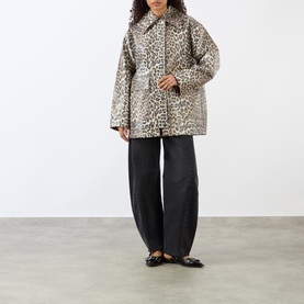Laminated Leopard Print Coat