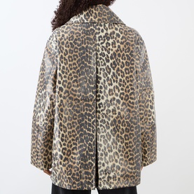 Laminated Leopard Print Coat