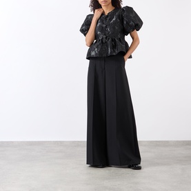 Cloque Jacquard Peplum Blouse