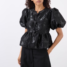 Cloque Jacquard Peplum Blouse