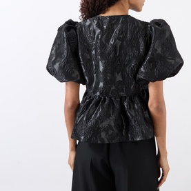 Cloque Jacquard Peplum Blouse