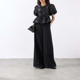 Cloque Jacquard Peplum Blouse