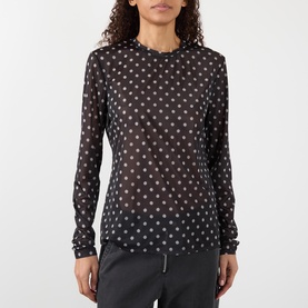 Polka Dot Sheer Long Sleeved Top
