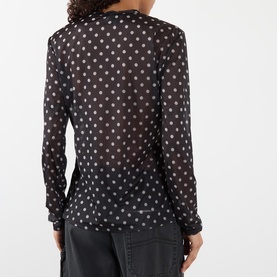 Polka Dot Sheer Long Sleeved Top