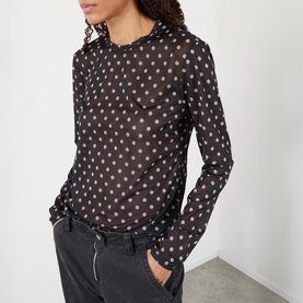Polka Dot Sheer Long Sleeved Top