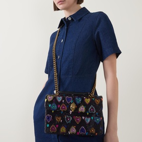 Kensington Rhinestone Heart Crossbody Bag