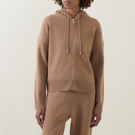 Logo Zip Knitted Hoodie