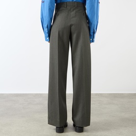 High-Rise Pleated Straight Leg Trousers