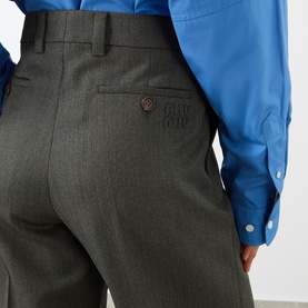 High-Rise Pleated Straight Leg Trousers