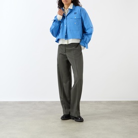 High-Rise Pleated Straight Leg Trousers