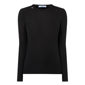Triangle Logo Ribbed Knit Top