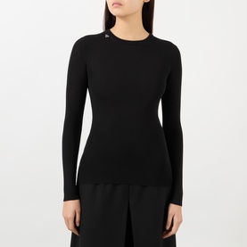Triangle Logo Ribbed Knit Top