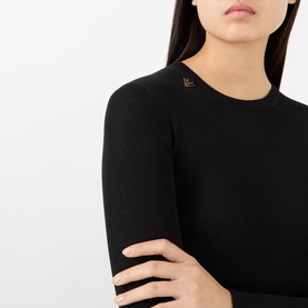 Triangle Logo Ribbed Knit Top