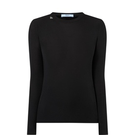 Triangle Logo Ribbed Knit Top