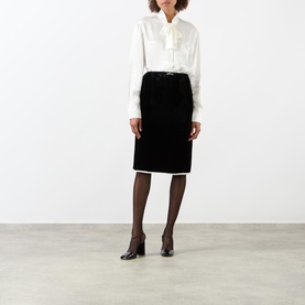 Logo Velvet Pencil Skirt