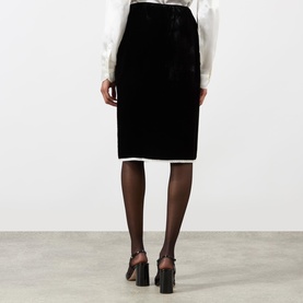 Logo Velvet Pencil Skirt