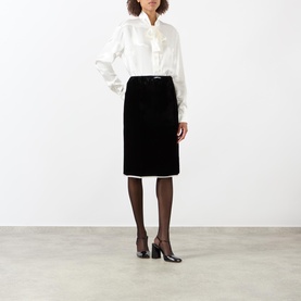 Logo Velvet Pencil Skirt