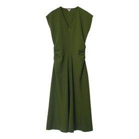 Draped Crepe Flared Dress