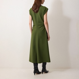 Draped Crepe Flared Dress