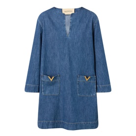V Logo Denim Dress