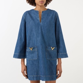 V Logo Denim Dress