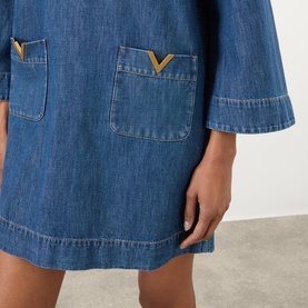 V Logo Denim Dress