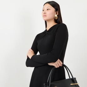 Ruched Bow Mini Dress